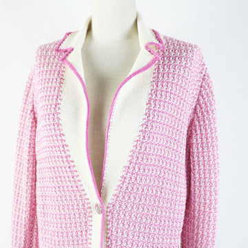 CHANEL cardigan P72239 cotton Pink white 36