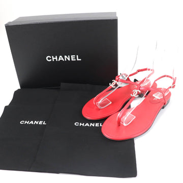 CHANEL Sandals leather Red 37