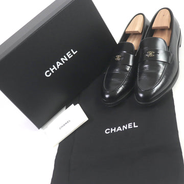CHANEL loafers G45504 leather black 40