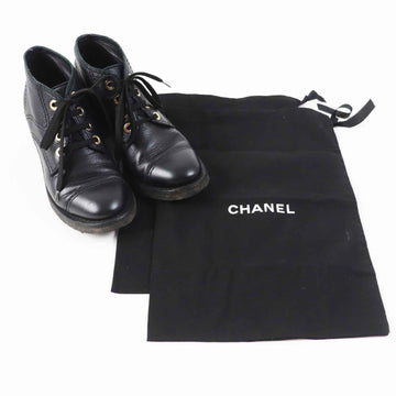 CHANEL boots G30849 leather black 38