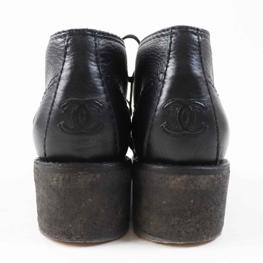 CHANEL boots G30849 leather black 38