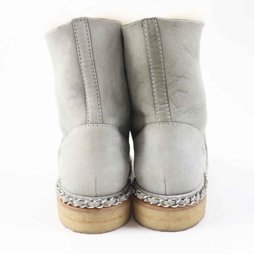 CHANEL boots G34113 Mouton Light gray black 36
