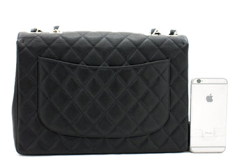 CHANEL Classic Large 11" Chain Shoulder Bag Black Grained Calfskin h58
