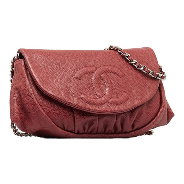 Chanel CC Caviar Half Moon Flap Crossbody Bag Leather Shoulder Bag in Good condition
