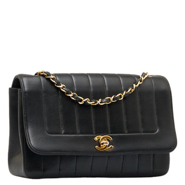 Chanel Mademoiselle Vertical Border Flap Shoulder Bag Leather Shoulder Bag in Good condition