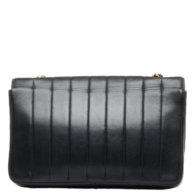 Chanel Mademoiselle Vertical Border Flap Shoulder Bag Leather Shoulder Bag in Good condition