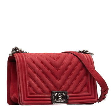 Chanel Medium Chevron Suede Le Boy Flap Bag Suede Shoulder Bag in Good condition