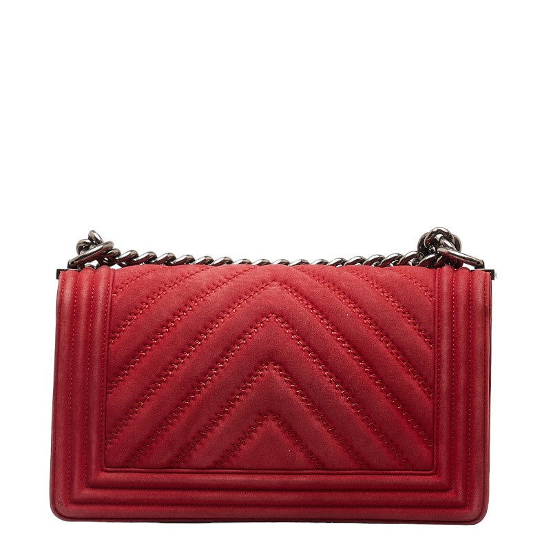 Chanel Medium Chevron Suede Le Boy Flap Bag Suede Shoulder Bag in Good condition