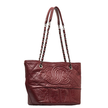 Chanel Aged Lambskin Shopping Tote Leather Tote Bag in Good condition