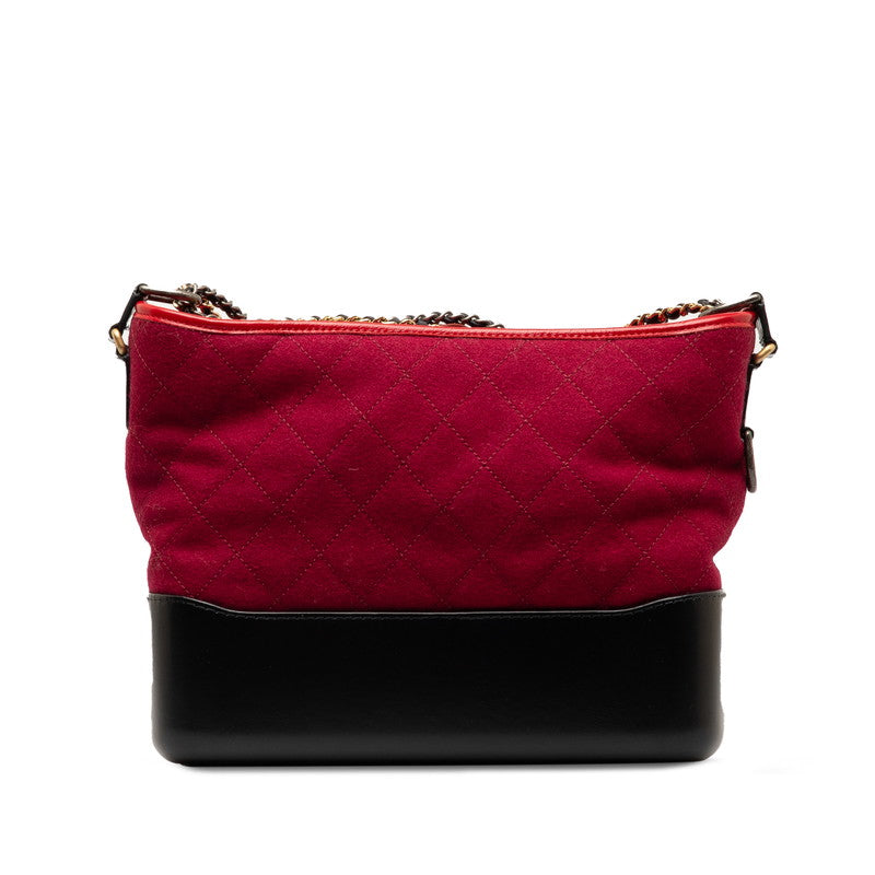 Chanel Wool & Leather Gabrielle Shoulder Bag Leather Shoulder Bag in Good condition