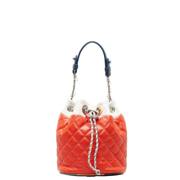 Chanel Quilted Leather Bucket Handbag Leather Handbag in Good condition
