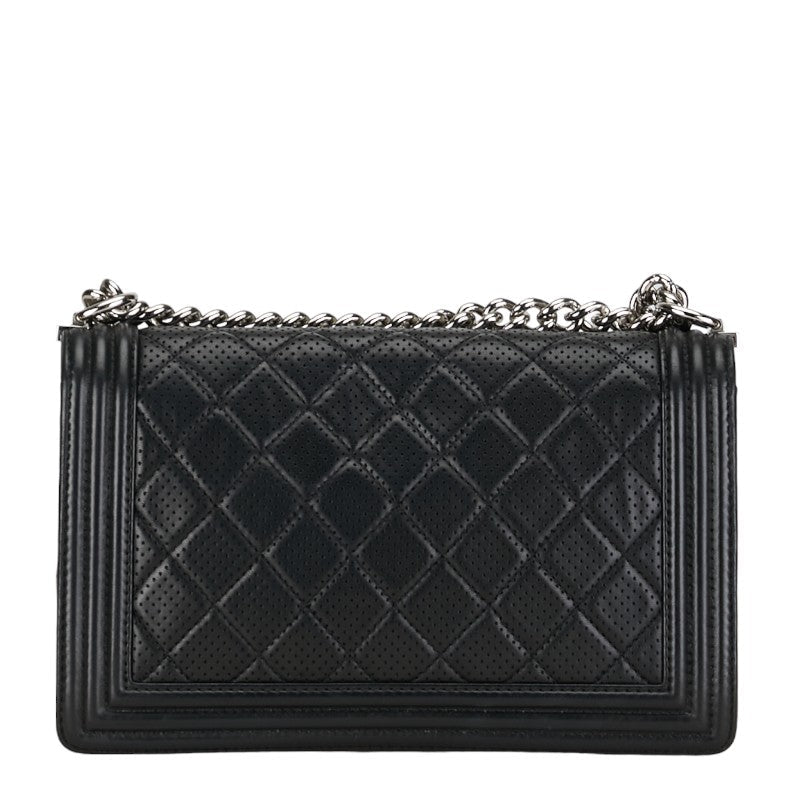 Chanel Large Perforated Leather Le Boy Flap Bag Leather Shoulder Bag in Good condition