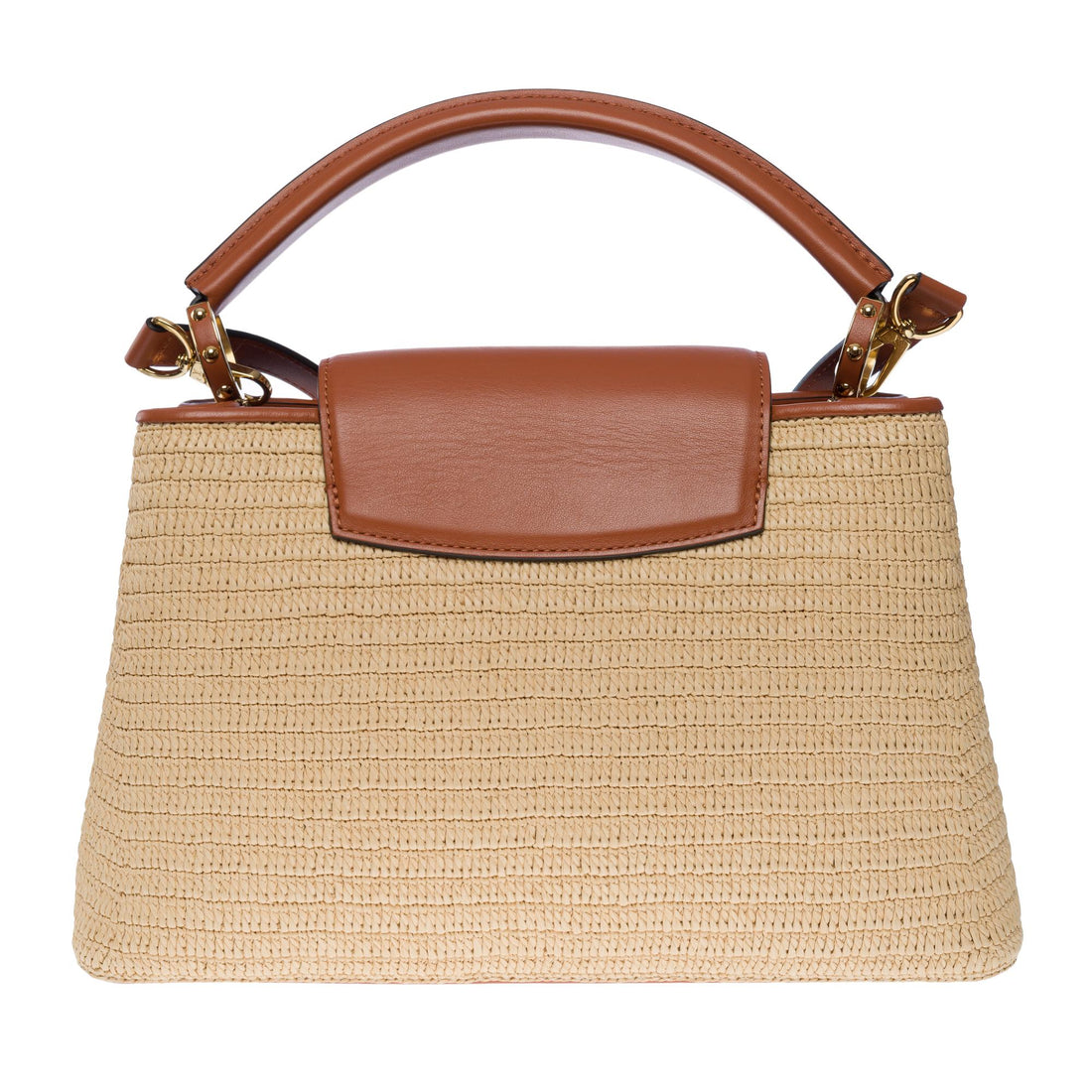 LOUIS VUITTON Limited Edition Capucines MM handbag strap in braided Raffia, GHW