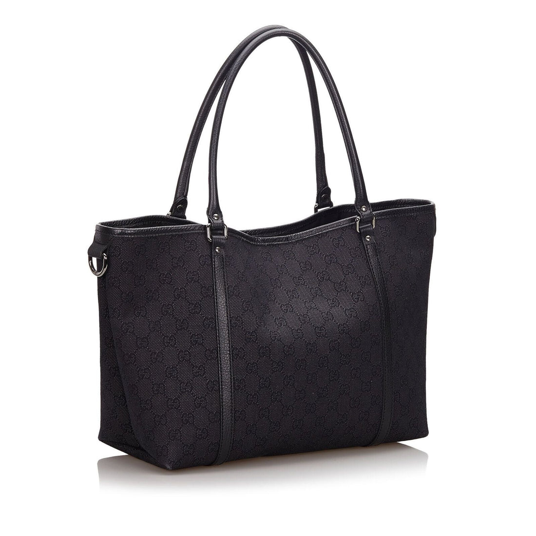 Gucci Black Canvas Fabric GG Tote Bag Italy