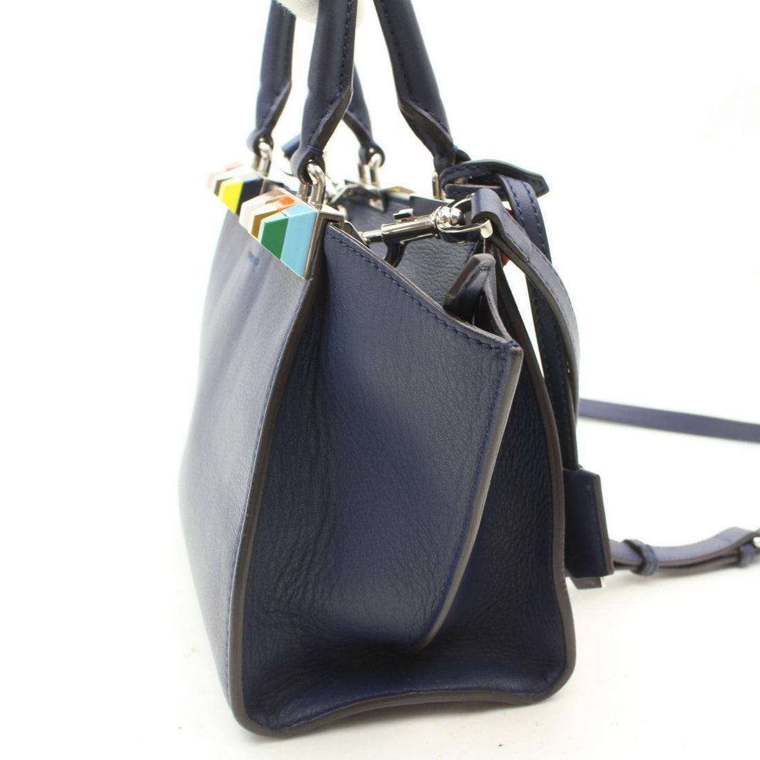 Fendi Hand Bag Mini 3 Jours Blue Leather (SHC1-14705)