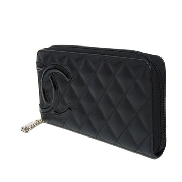 CHANEL Long Wallet Purse A50078 Soft calfskin x patent leather (enamel finish) black Cambon line Long zip wallet