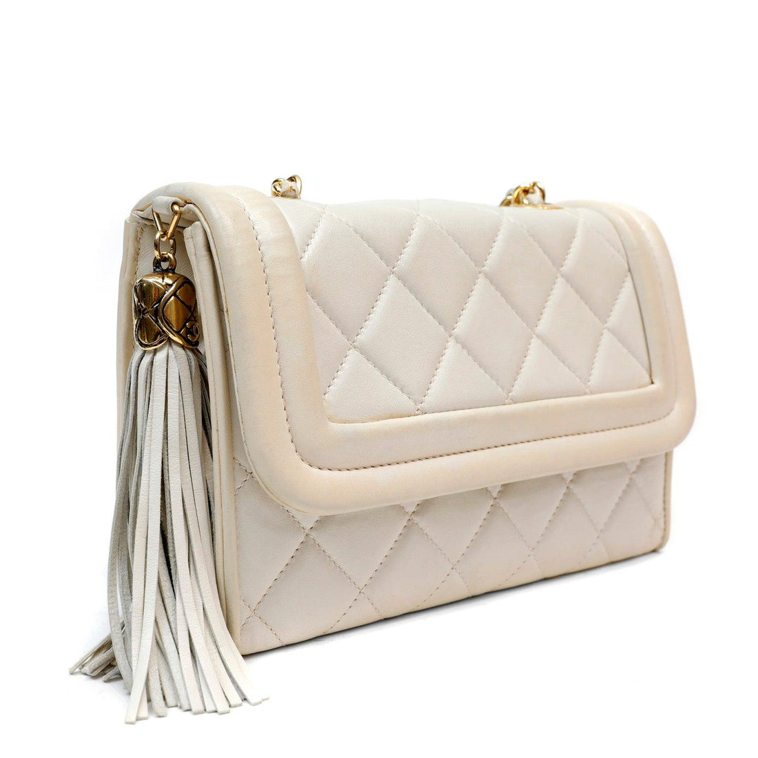 Chanel Ivory Quilted Lambskin Vintage Flap Bag