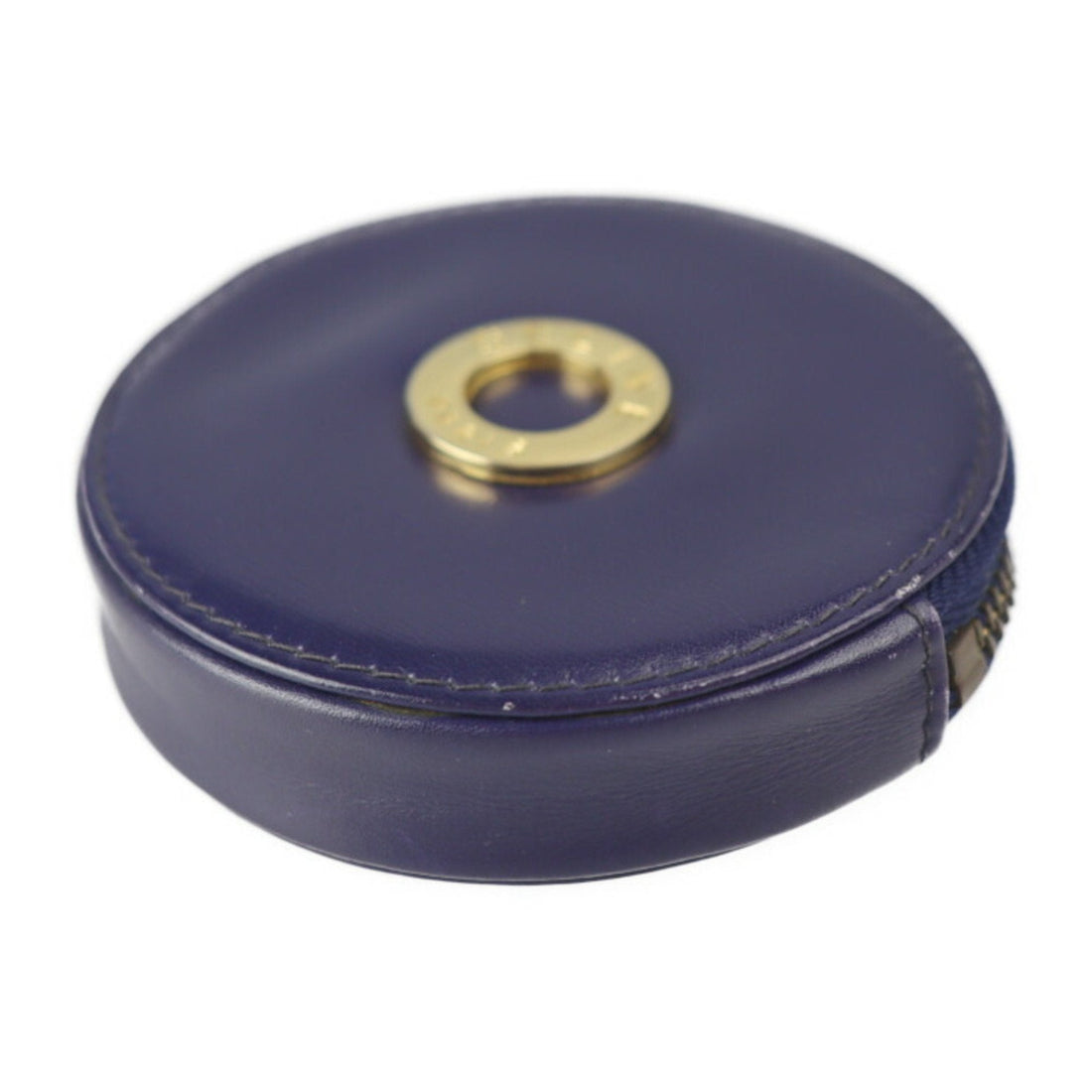 Celine coin case leather purple navy gold metal fittings circle logo purse