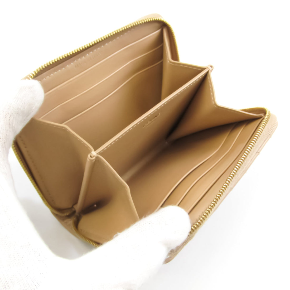 Celine Quilting Women's Leather Coin Purse/coin Case Beige