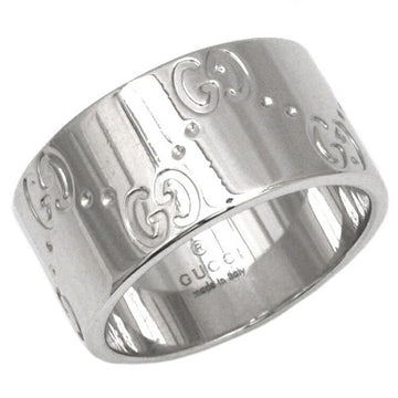 Gucci Icon Ring WG White Gold GG No. 8 # 750 K18 GUCCI 9mm Engraved Band Women's Men's Unisex Flat