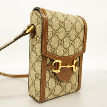 GUCCIAuth  Horsebit 625615 Women's GG Supreme Shoulder Bag Beige,Brown