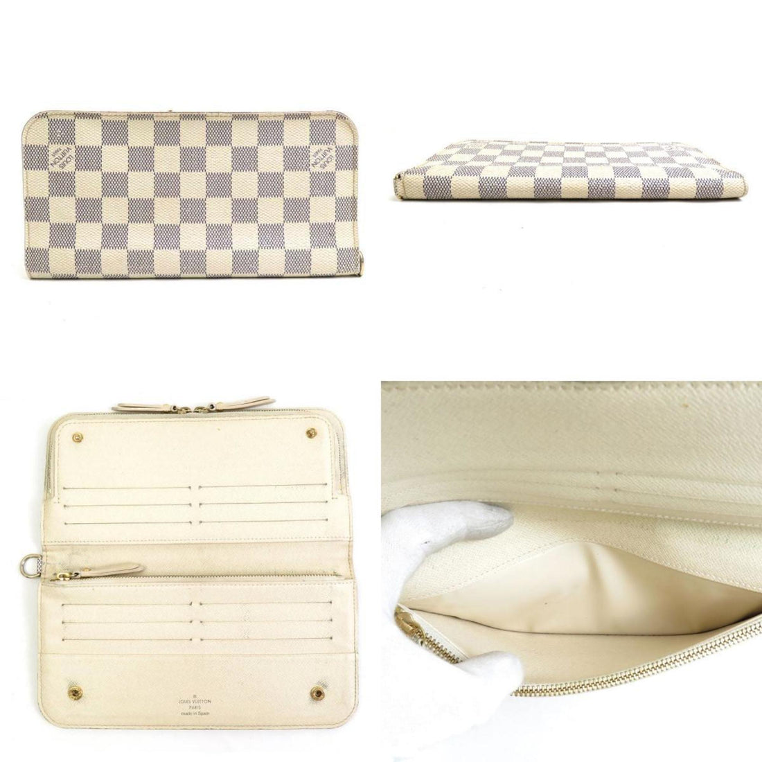 LOUIS VUITTON Bifold Long Wallet Damier Azur Portefeuille Unsolit Canvas Azure Ladies N63072 e55795a
