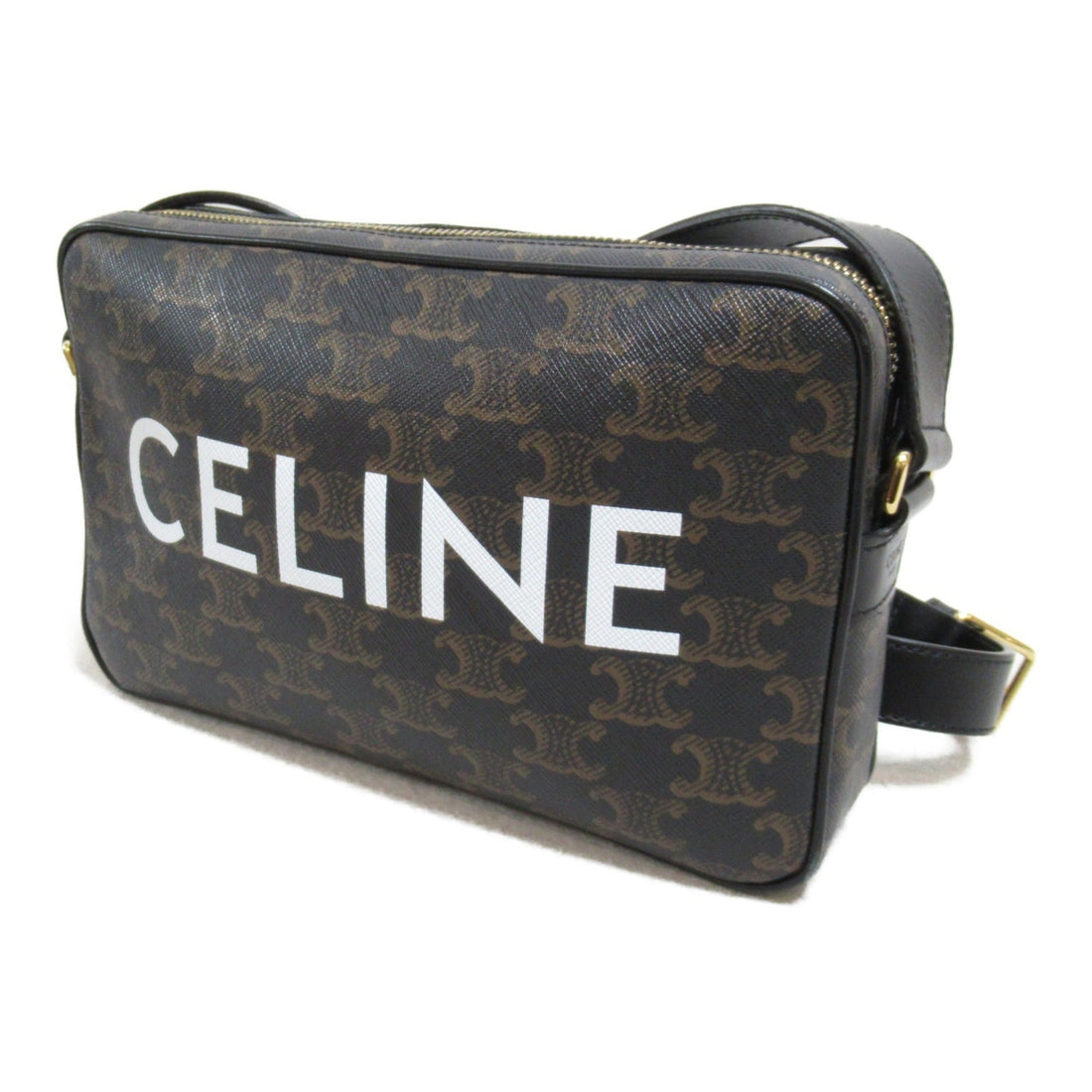 Celine Shoulder Bag Brown Dark brown PVC coated canvas