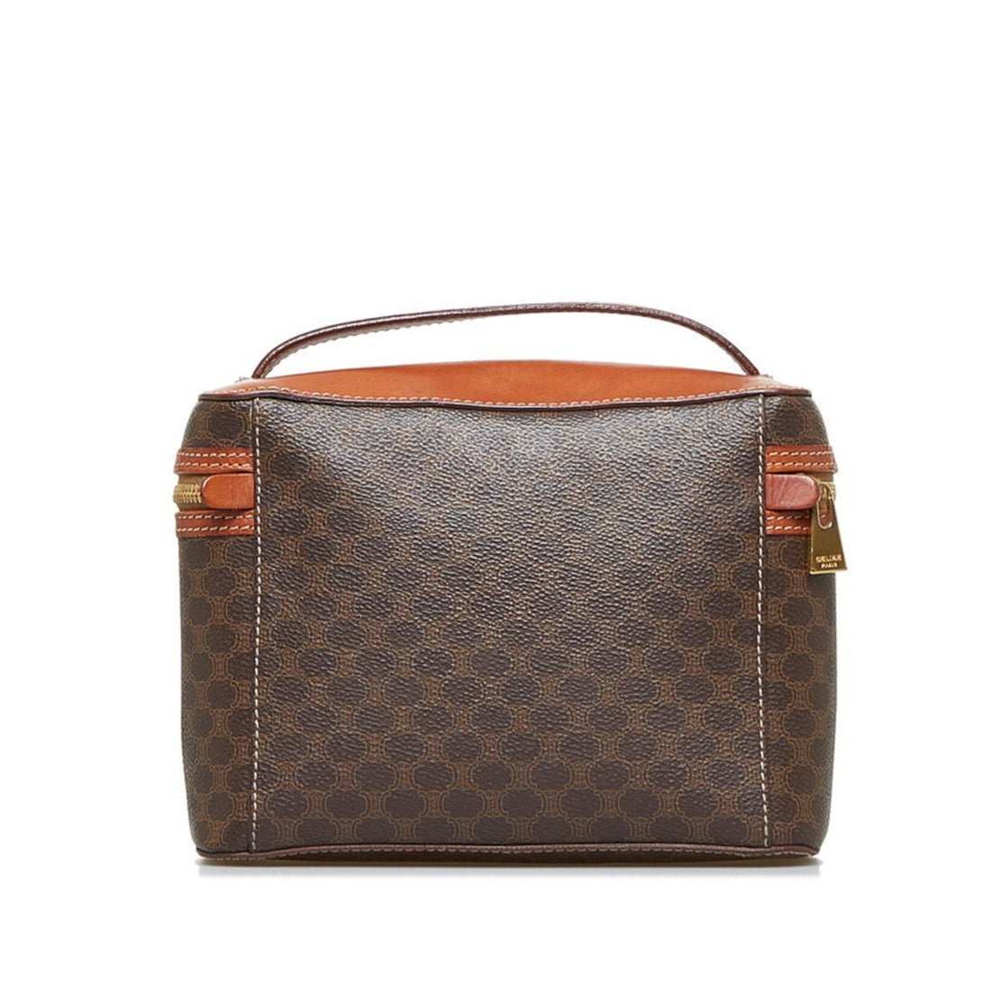 Celine Macadam Handbag Vanity Bag M95 Brown PVC Leather Ladies