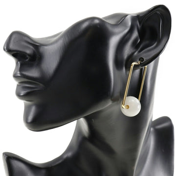 Celine square hoop earrings gold plated x fake pearl made in Italy ladies