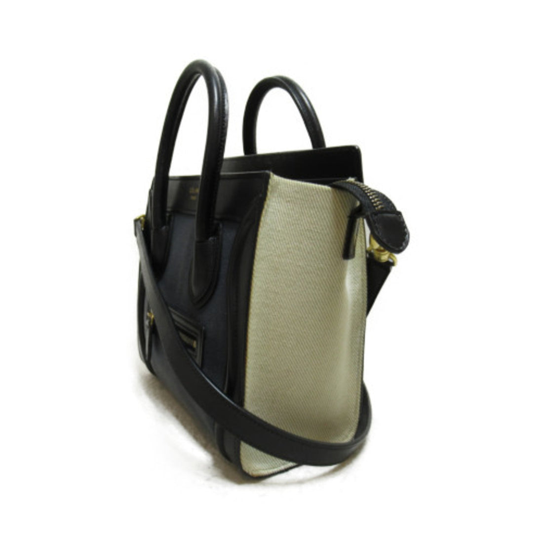Celine Luggage nano shopper Black White canvas