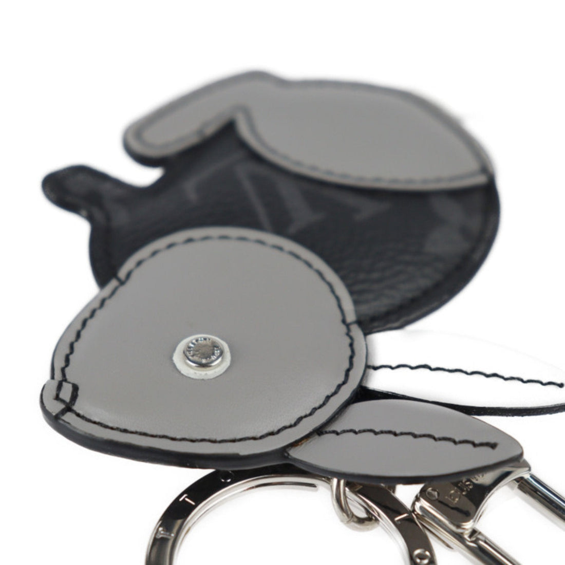 LOUIS VUITTON Portocre Animal Rabbit Keychain M63224 Monogram Eclipse Leather Black Gray Silver Metal Fittings Key Ring Bag Charm