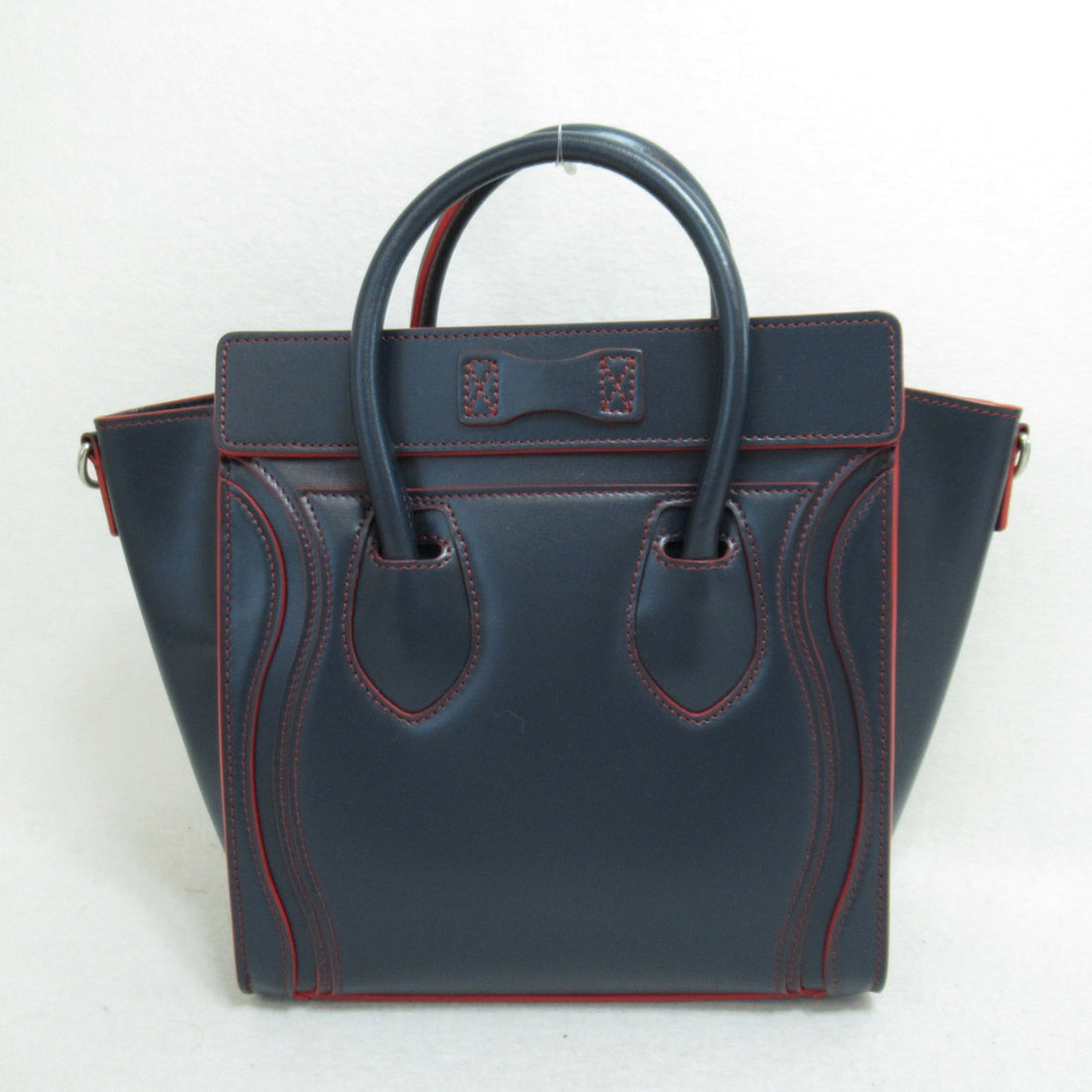 Celine Luggage Micro Shopper Shoulder Bag Navy Red Calfskin [cowhide]