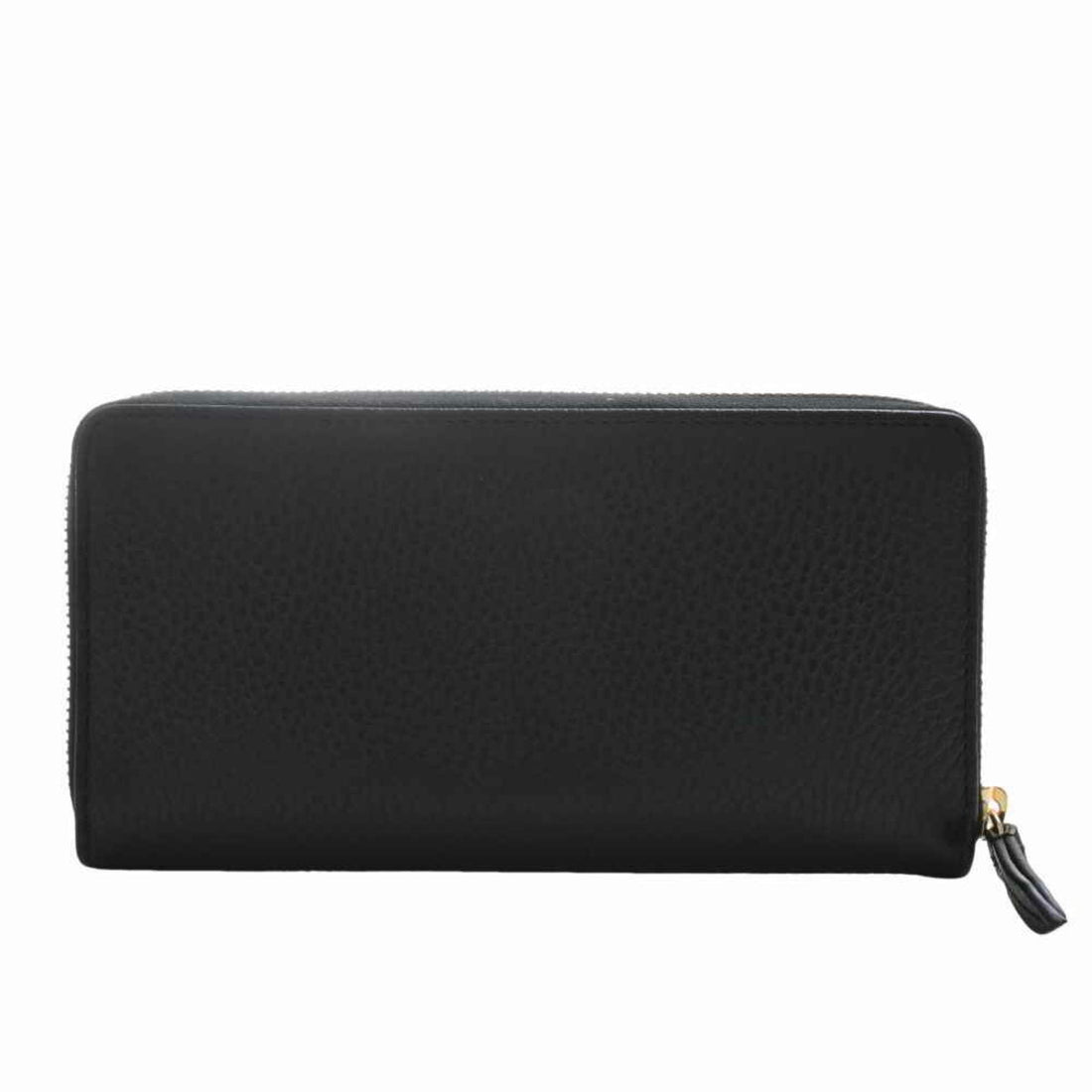 Gucci GG Supreme Marmont Zip Around Long Wallet Black Leather