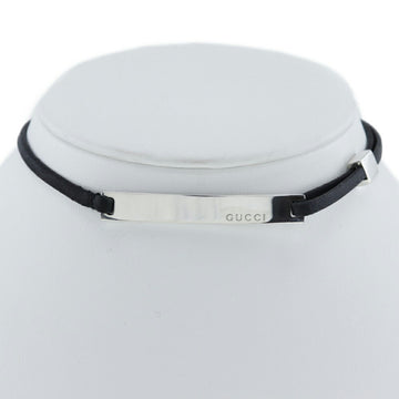 GUCCI Logo Plate Choker Silver 925 Made in Italy Black with logo Ladies