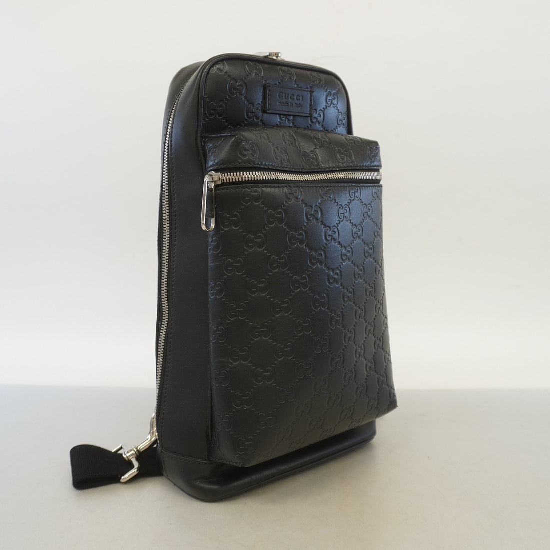 Guccissima Body bag 450970 Men's Leather Sling Bag Black