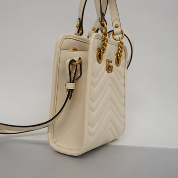 GUCCIAuth  GG Marmont 2WAY Bag 696123 Women's Leather Handbag,Shoulder Bag Ivory