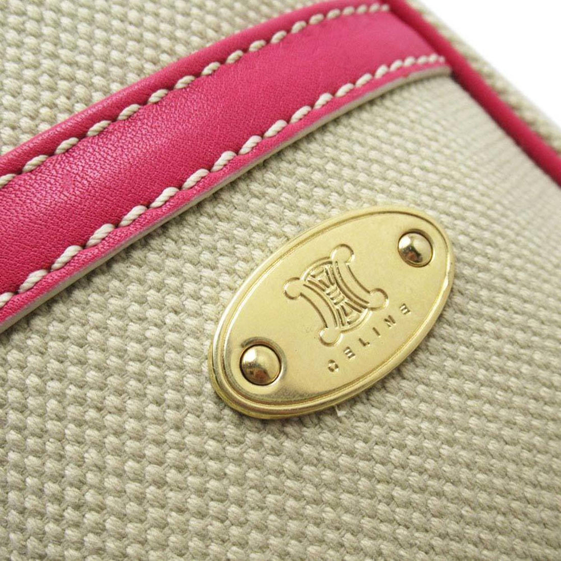 Celine handbag boogie bag beige pink canvas leather