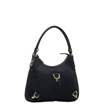 GUCCI GG Canvas Abbey 130738 Black Leather Women's