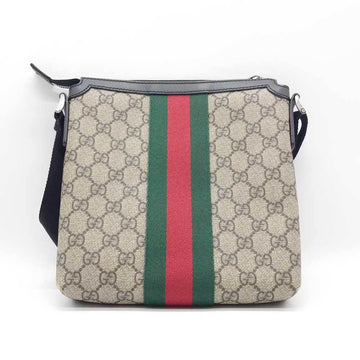 GUCCI Shoulder Bag Sherry Line GG Canvas Leather 471454 Black Beige