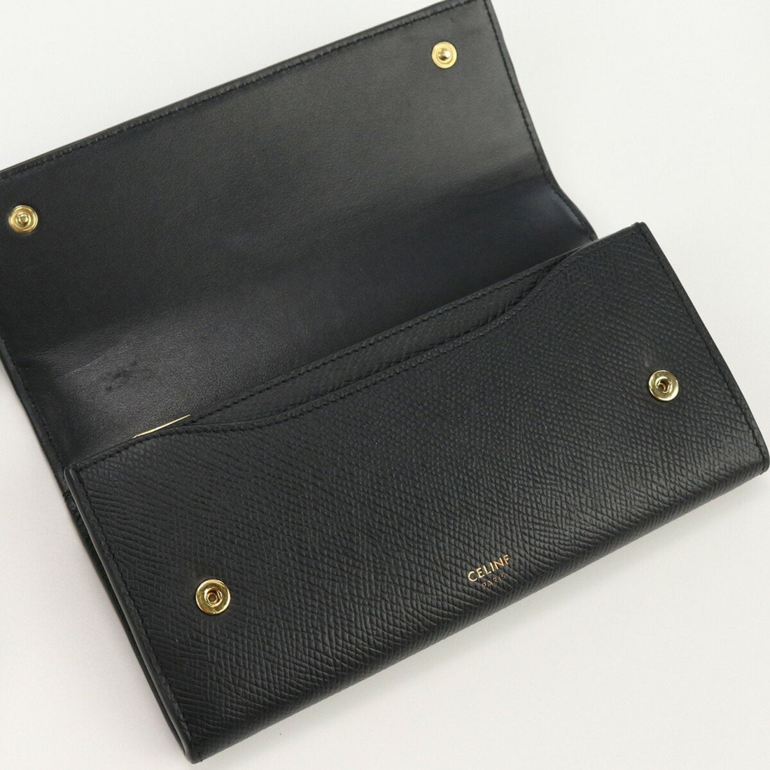 Celine Large Flap 10B563BEL Long Wallet with Folded Coin Purse Leather Ladies