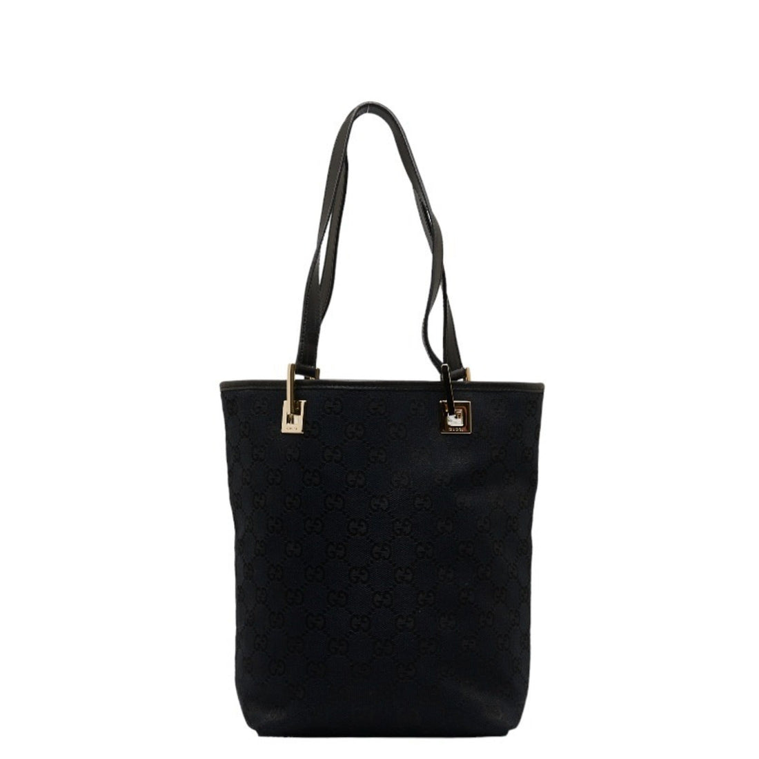GUCCI GG canvas handbag tote bag 002 1099 black leather ladies