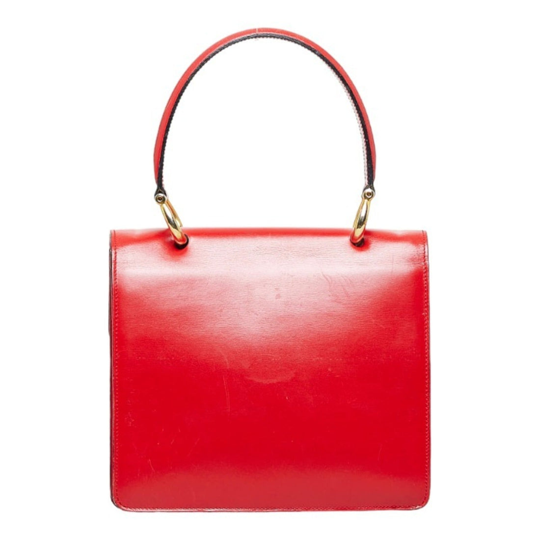 Celine Gancini Handbag Red Gold Leather Ladies