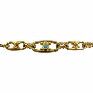 Celine Macadam Metal Color Stone Gold Turquoise Necklace 0041Celine