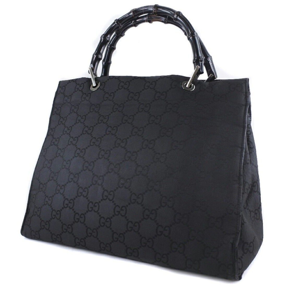 Gucci Bamboo 002-1010 GG Canvas Black Unisex Tote Bag