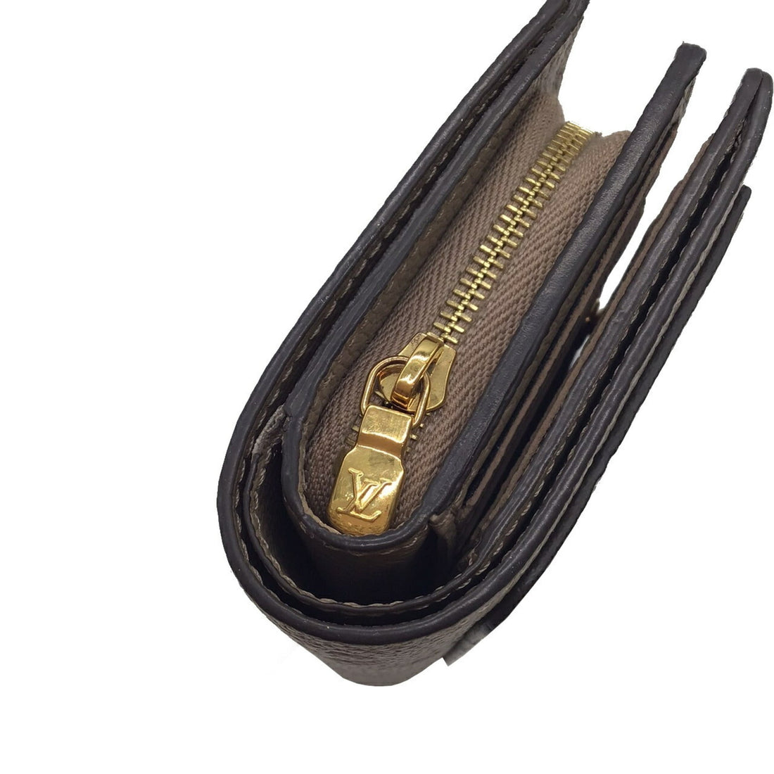 LOUIS VUITTON Monogram Implant Portefeuille Claire M80152 Bifold Wallet Compact Leather Tourtrell Greige Women's