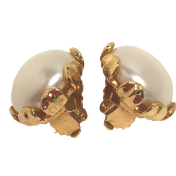 CHANEL Earring Gold Plated, Faux Pearl gold Gold Plated Women Used