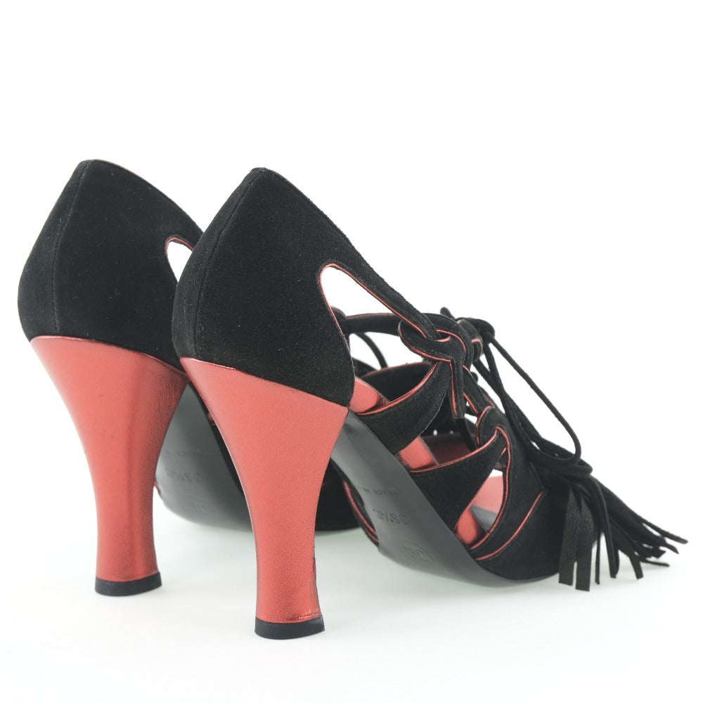 CHANEL pumps G24622Y01088 Suede black fringe Women 36 1/2C Used