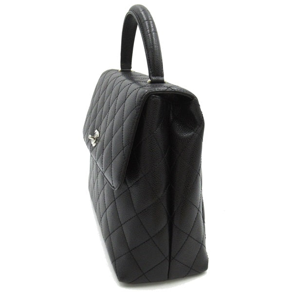 Chanel CC Quilted Caviar Handle Bag Leather Handbag in Good condition