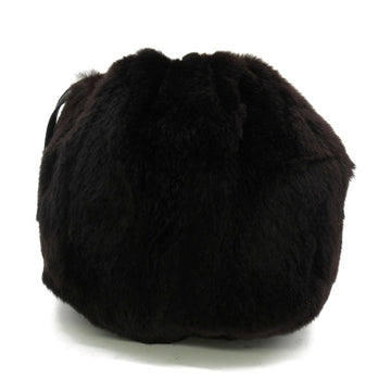 Chanel Fur Bucket Drawstring Bag Leather Crossbody Bag A13364 in Excellent condition