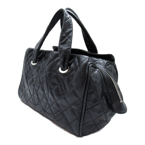 Chanel Quilted CC Caviar Bowler Bag Leather Handbag in Excellent condition